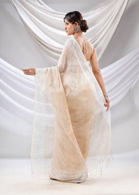 Beige Tissue Saree With Blouse Piece - Indian Silk House Agencies