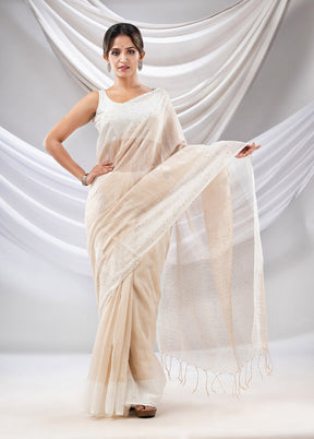 Beige Tissue Saree With Blouse Piece - Indian Silk House Agencies