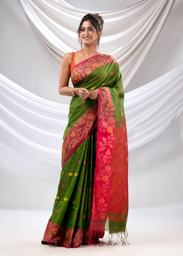 Green Tissue Saree With Blouse Piece - Indian Silk House Agencies