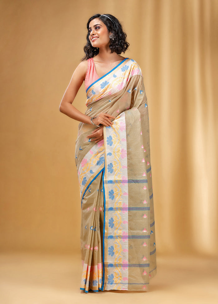 Light Yellow Pure Cotton Saree With Blouse Piece - Indian Silk House Agencies