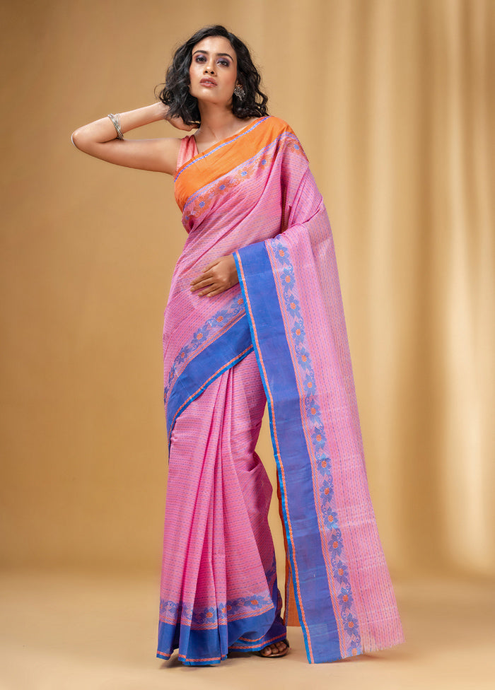 Pink Pure Cotton Saree With Blouse Piece - Indian Silk House Agencies