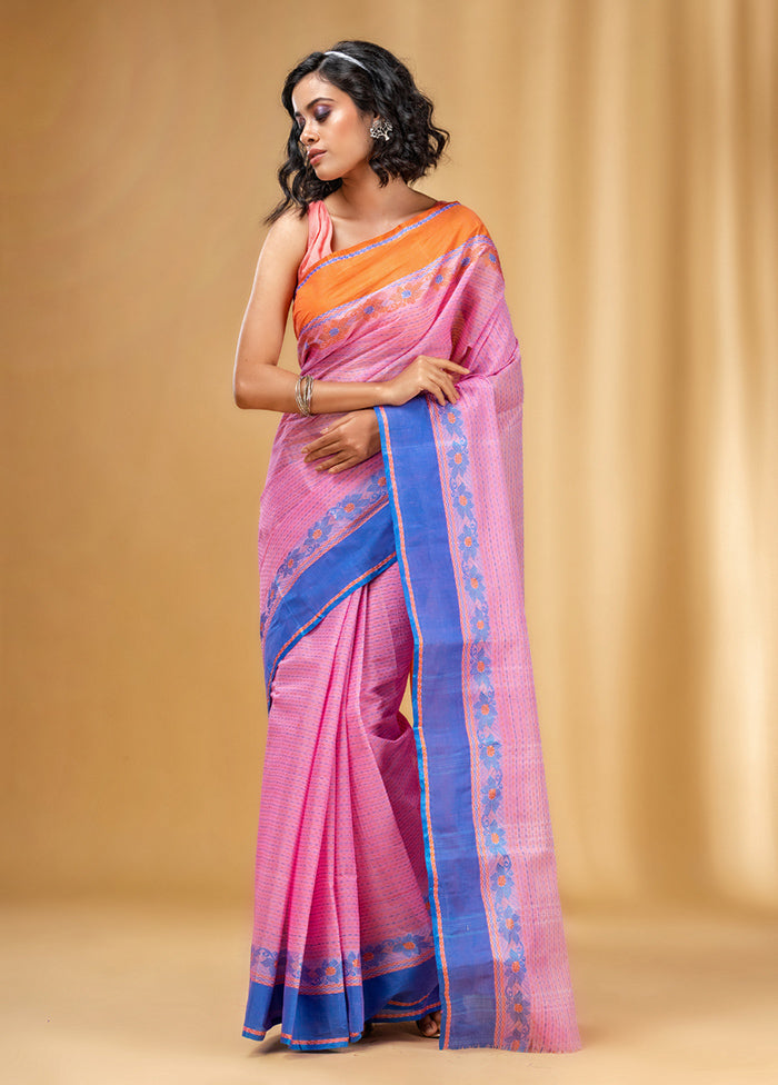 Pink Pure Cotton Saree With Blouse Piece - Indian Silk House Agencies