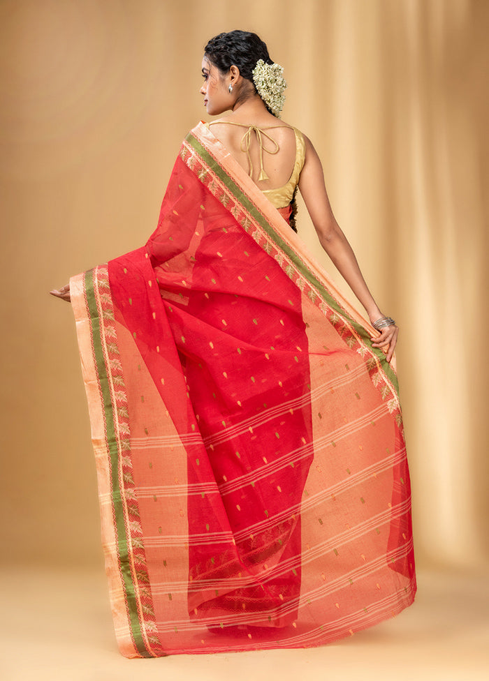 Red Pure Cotton Saree With Blouse Piece - Indian Silk House Agencies