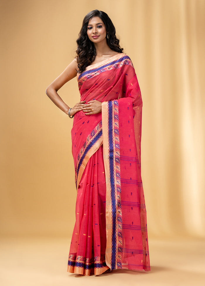 Rose Pink Pure Cotton Saree With Blouse Piece - Indian Silk House Agencies