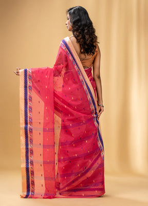 Rose Pink Pure Cotton Saree With Blouse Piece - Indian Silk House Agencies