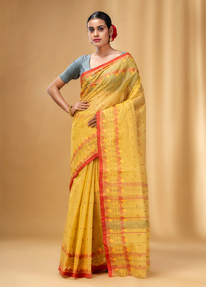 Yellow Pure Cotton Saree With Blouse Piece - Indian Silk House Agencies