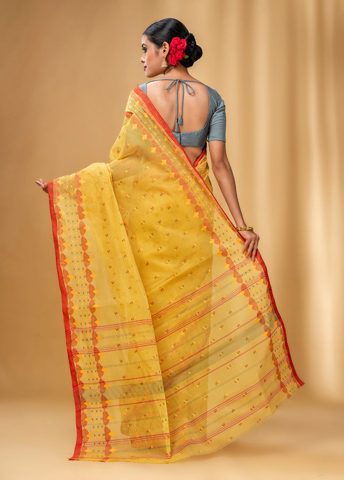 Yellow Pure Cotton Saree With Blouse Piece - Indian Silk House Agencies