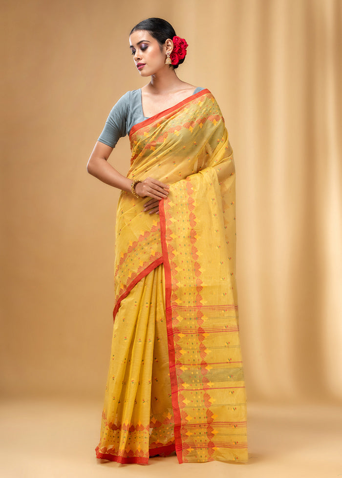 Yellow Pure Cotton Saree With Blouse Piece - Indian Silk House Agencies