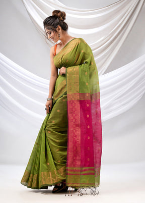 Green Cotton Saree With Blouse Piece - Indian Silk House Agencies