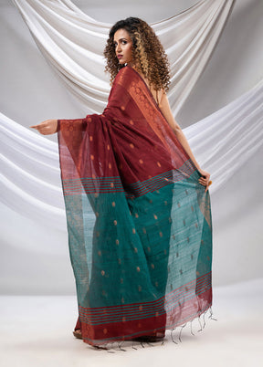 Maroon Cotton Saree With Blouse Piece - Indian Silk House Agencies