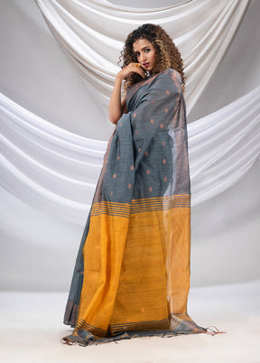 Grey Cotton Saree With Blouse Piece - Indian Silk House Agencies