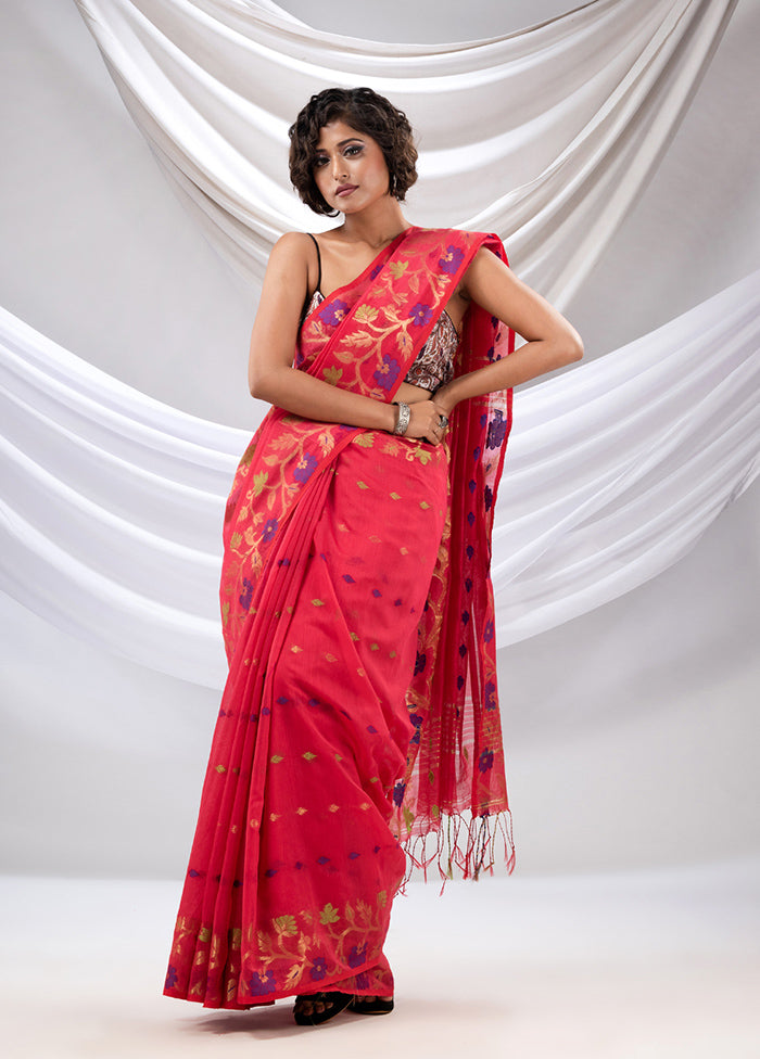 Pink Cotton Saree With Blouse Piece - Indian Silk House Agencies