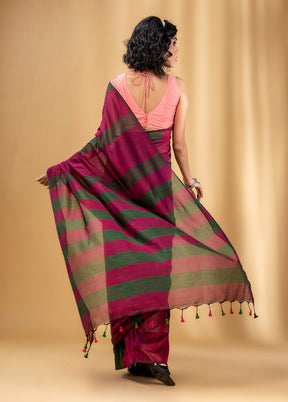 Magenta Cotton Saree With Blouse Piece - Indian Silk House Agencies