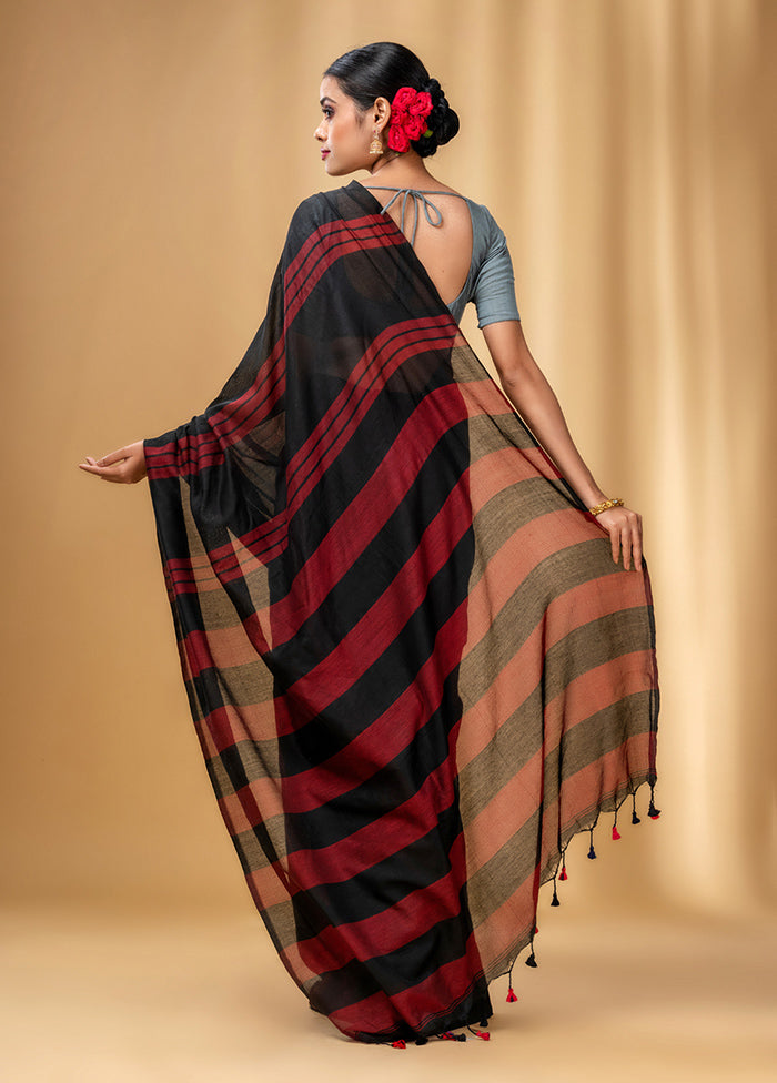 Black Cotton Saree With Blouse Piece - Indian Silk House Agencies