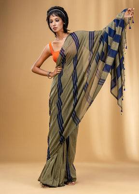 Ecru Cotton Saree With Blouse Piece - Indian Silk House Agencies