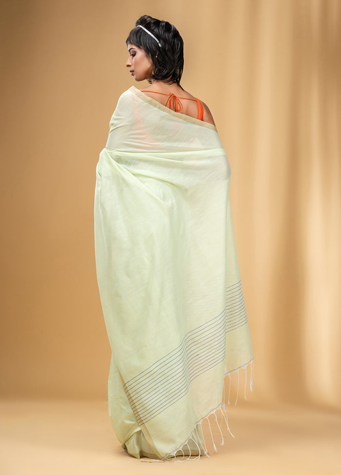 Light Green Cotton Saree With Blouse Piece - Indian Silk House Agencies