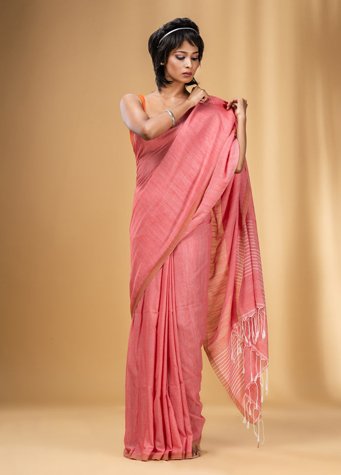 Red Cotton Saree With Blouse Piece - Indian Silk House Agencies