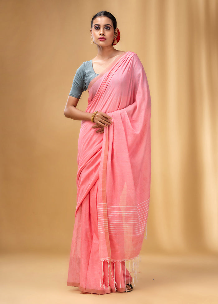 Pink Cotton Saree With Blouse Piece - Indian Silk House Agencies