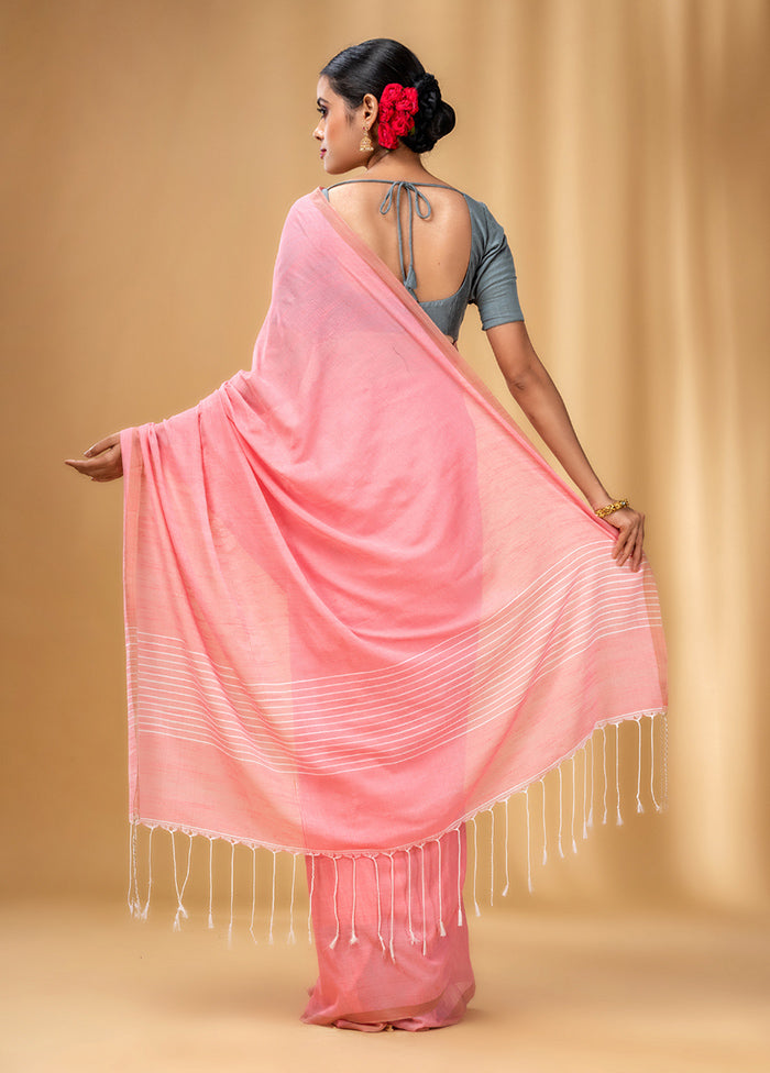 Pink Cotton Saree With Blouse Piece - Indian Silk House Agencies