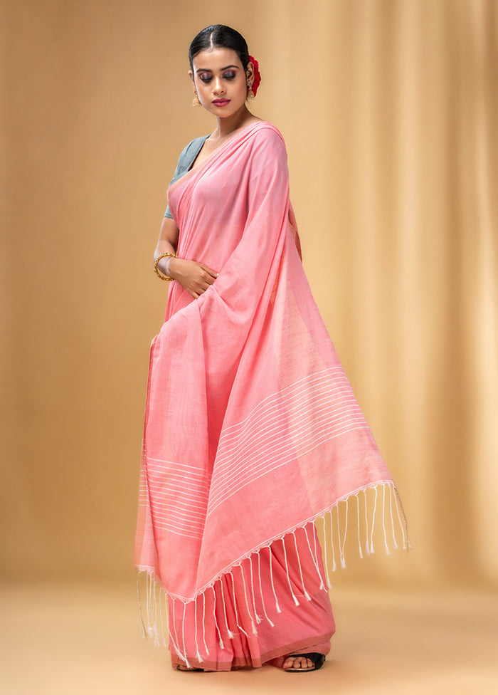 Pink Cotton Saree With Blouse Piece - Indian Silk House Agencies