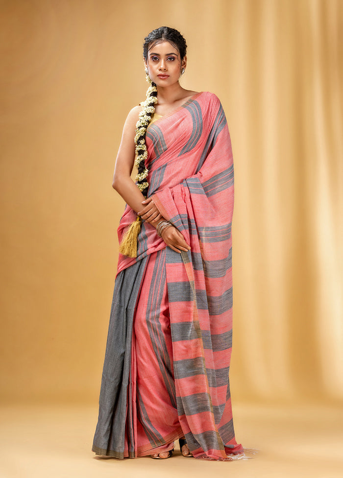 Grey Cotton Saree With Blouse Piece - Indian Silk House Agencies