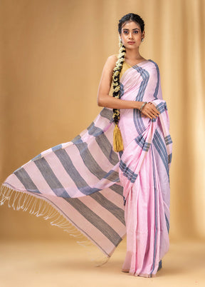 Baby Pink Cotton Saree With Blouse Piece - Indian Silk House Agencies