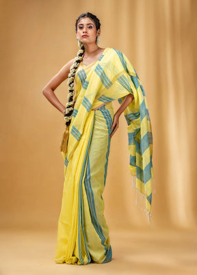 Yellow Cotton Saree With Blouse Piece - Indian Silk House Agencies