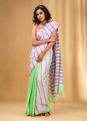 Baby Pink Cotton Saree With Blouse Piece - Indian Silk House Agencies