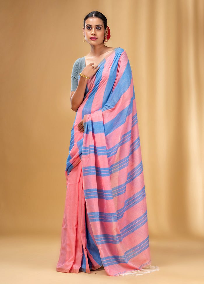 Pink Cotton Saree With Blouse Piece - Indian Silk House Agencies