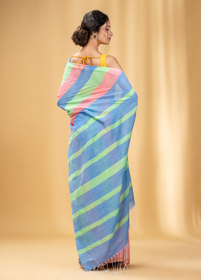 Multicolor Cotton Saree With Blouse Piece - Indian Silk House Agencies