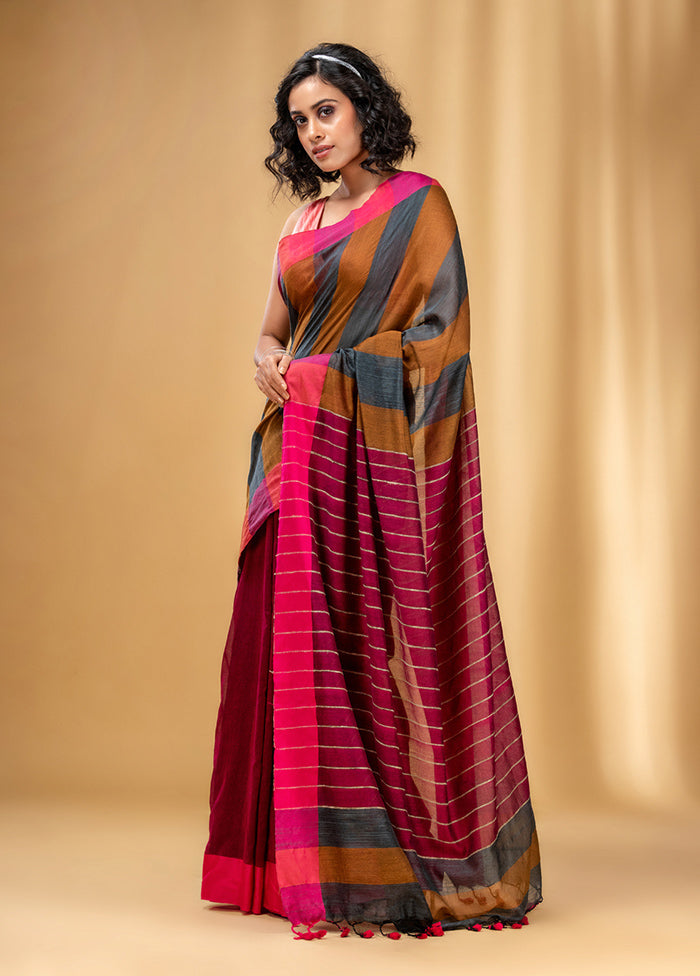 Grey Cotton Saree With Blouse Piece - Indian Silk House Agencies