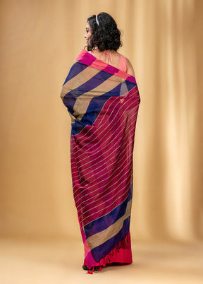 Blue Cotton Saree With Blouse Piece - Indian Silk House Agencies