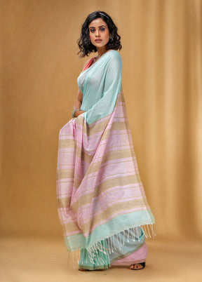 Sea Green Cotton Saree With Blouse Piece - Indian Silk House Agencies