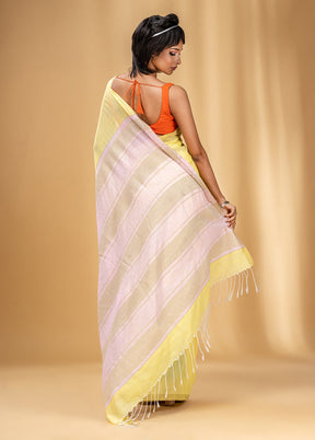 Yellow Cotton Saree With Blouse Piece - Indian Silk House Agencies