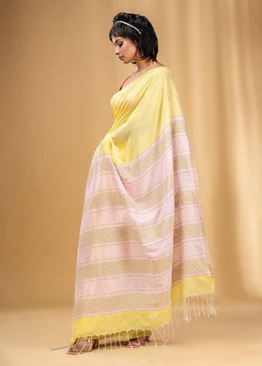 Yellow Cotton Saree With Blouse Piece - Indian Silk House Agencies