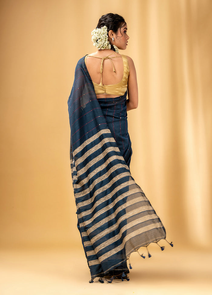 Grey Cotton Saree With Blouse Piece - Indian Silk House Agencies