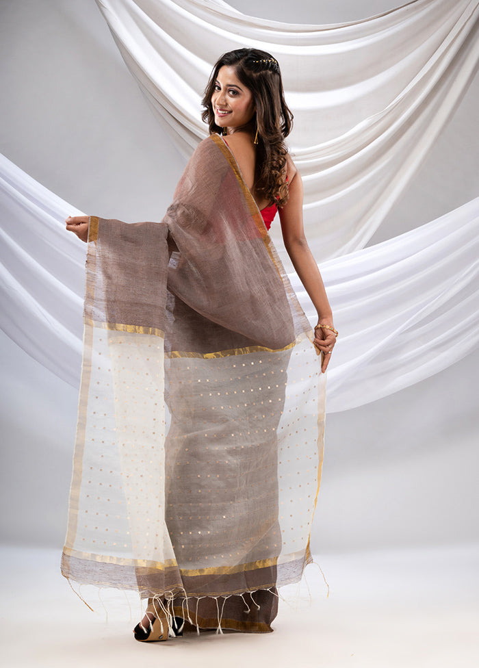 Brown Spun Silk Saree With Blouse Piece - Indian Silk House Agencies