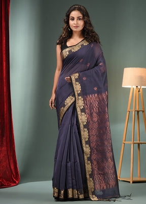 Grey Cotton Saree With Blouse Piece - Indian Silk House Agencies