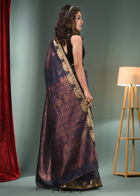 Grey Cotton Saree With Blouse Piece - Indian Silk House Agencies