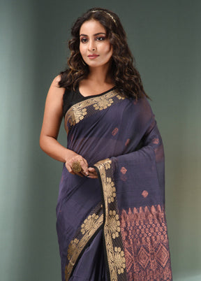 Grey Cotton Saree With Blouse Piece - Indian Silk House Agencies