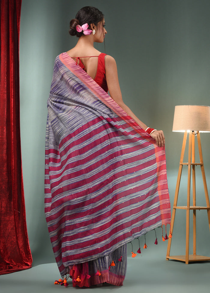 Grey Cotton Saree With Blouse Piece - Indian Silk House Agencies