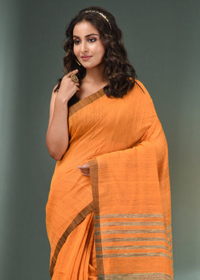 Yellow Cotton Saree With Blouse Piece - Indian Silk House Agencies