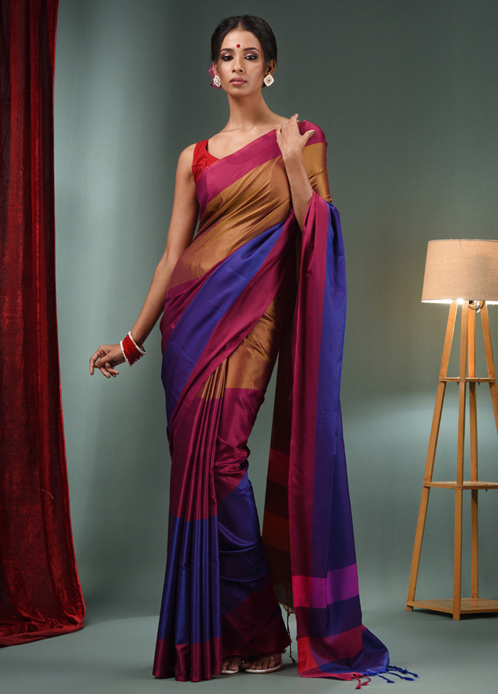 Brown Dupion Silk Saree With Blouse Piece - Indian Silk House Agencies