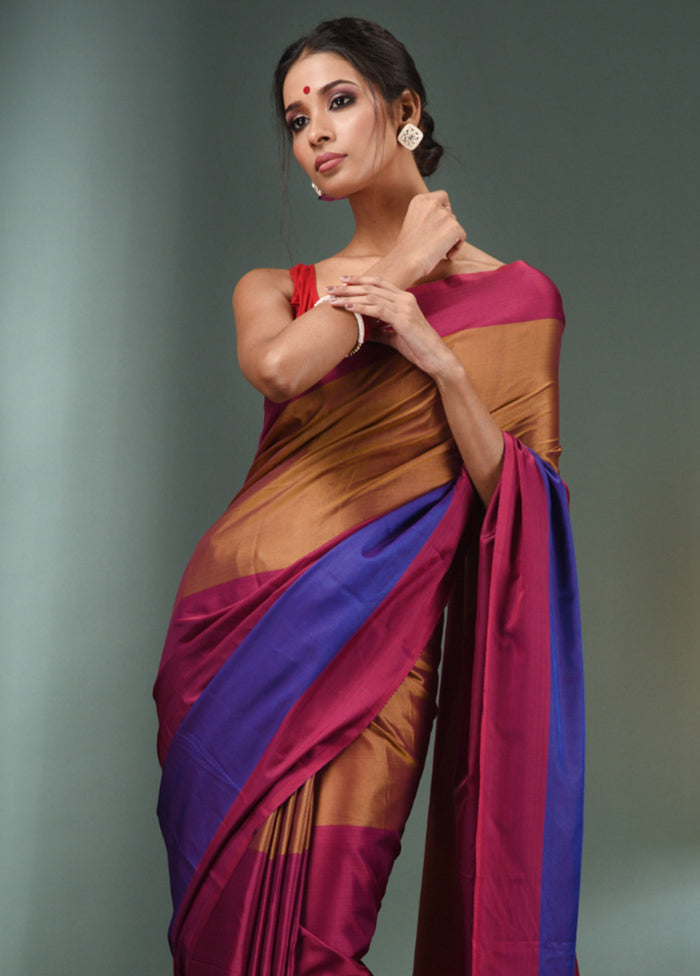 Brown Dupion Silk Saree With Blouse Piece - Indian Silk House Agencies