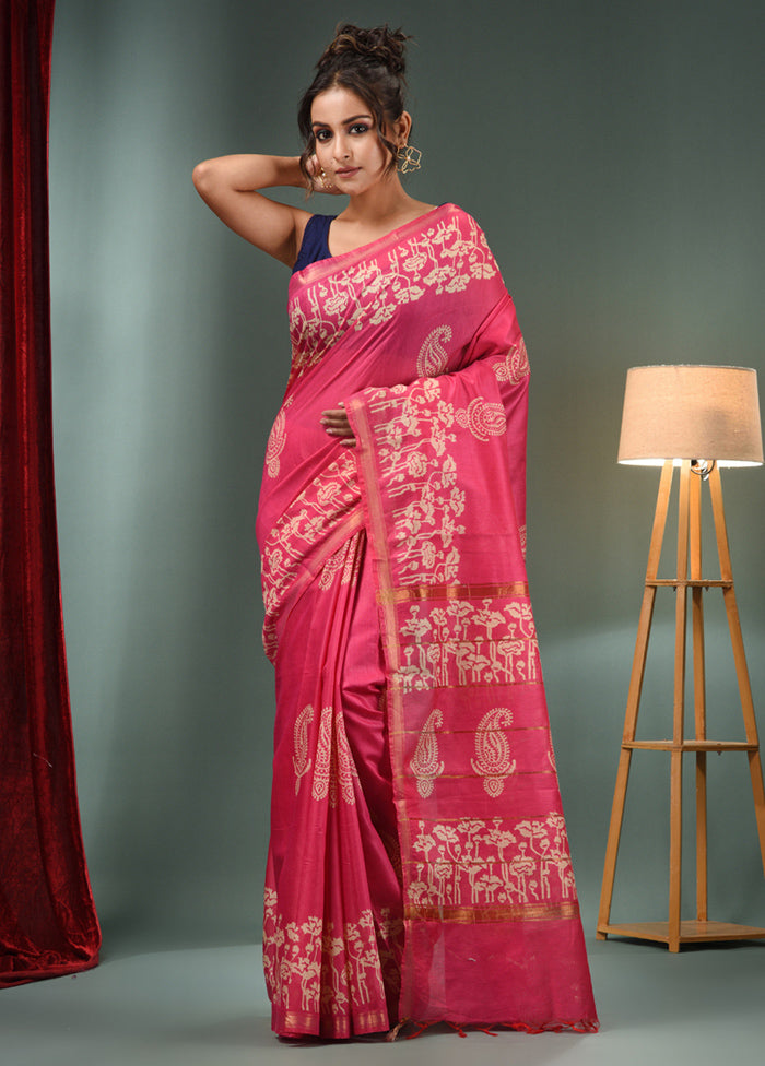 Pink Dupion Silk Saree With Blouse Piece - Indian Silk House Agencies