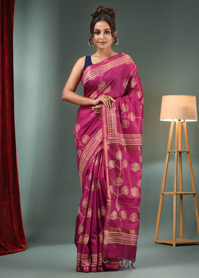 Purple Dupion Silk Saree With Blouse Piece - Indian Silk House Agencies