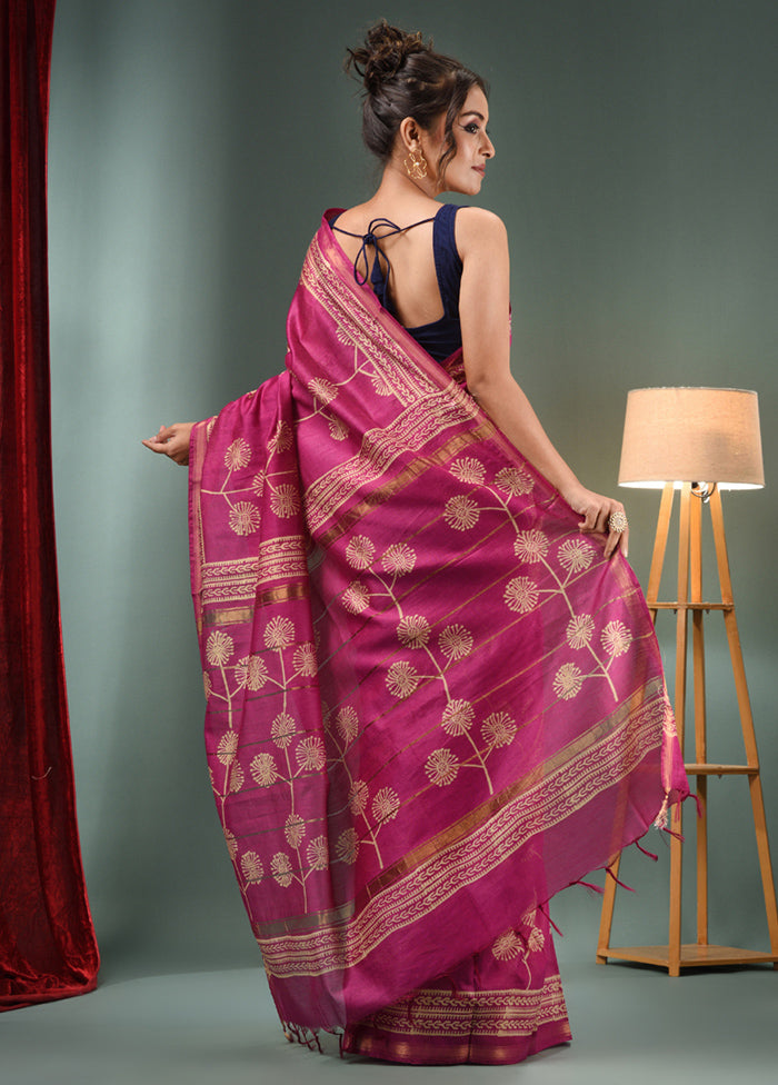 Purple Dupion Silk Saree With Blouse Piece - Indian Silk House Agencies