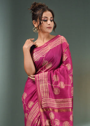 Purple Dupion Silk Saree With Blouse Piece - Indian Silk House Agencies