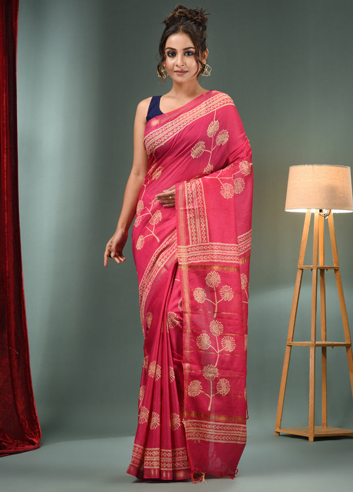 Pink Dupion Silk Saree With Blouse Piece - Indian Silk House Agencies