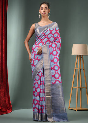 Magenta Dupion Silk Saree With Blouse Piece - Indian Silk House Agencies